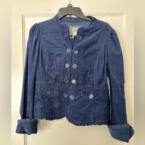 Blue cord peplum jacket